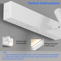 Klighten 2 db LED fali spot 3 W+3 W 3000K meleg fehér 2 izzó 2 kapcsoló fehér alumínium 330 fok forgatható 60 fok 4