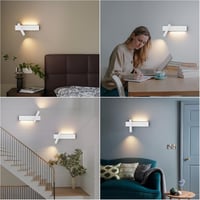 Klighten 2 db LED fali spot 3 W+3 W 3000K meleg fehér 2 izzó 2 kapcsoló fehér alumínium 330 fok forgatható 60 fok 7