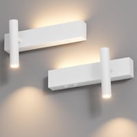 Klighten 2 db LED fali spot 3 W+3 W 3000K meleg fehér 2 izzó 2 kapcsoló fehér alumínium 330 fok forgatható 60 fok 1