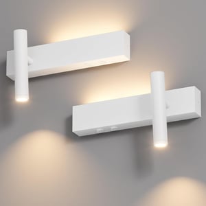 Klighten 2 db LED fali spot 3 W+3 W 3000K meleg fehér 2 izzó 2 kapcsoló fehér alumínium 330 fok forgatható 60 fok