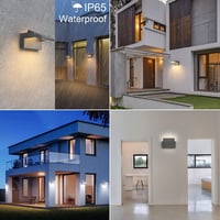 Aplica LED de perete Klighten 24 W pentru interior/exterior, IP65, reglabilă (dimmabilă), control prin aplicație, temporizator, panou rotativ, gri închis, 1500 lm, 3000-6000 K 6