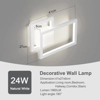 Lampă de perete LED modernă de interior Klighten 24W 1960lm, iluminat decorativ pentru dormitor, sufragerie, hol, 4000K alb neutru, 110-240V 2