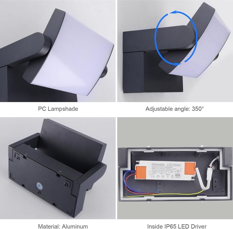 Klighten 24W Dimmelhető Kültéri Fali Lámpa App Vezérléssel, IP65 Vízálló