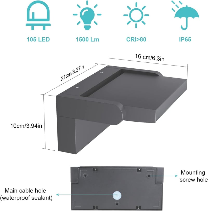 Klighten 24W Dimmelhető Kültéri Fali Lámpa App Vezérléssel, IP65 Vízálló