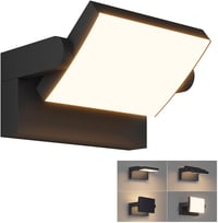 Klighten 24W IP65 LED aplică de perete reglabilă pentru exterior și interior, corp de iluminat modern din aluminiu, negru, alb cald 2700-3000K 1