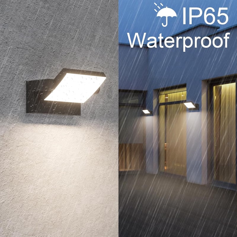 Klighten 24W Kültéri-Beltéri Fali Lámpa, IP65 Vízálló, Forgatható LED Panel, 1500 Lumen, 4000K Természetes Fehér, Fekete Alumínium