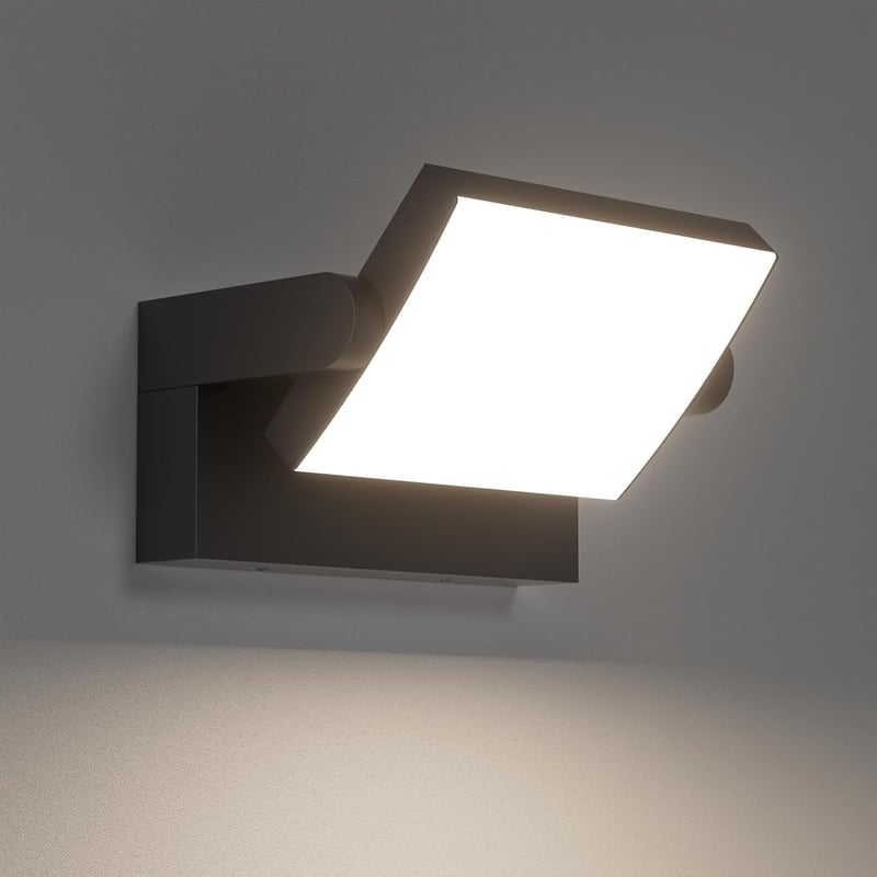 Klighten 24W Kültéri-Beltéri Fali Lámpa, IP65 Vízálló, Forgatható LED Panel, 1500 Lumen, 4000K Természetes Fehér, Fekete Alumínium
