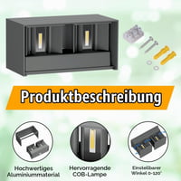 Klighten 24W vanjska zidna svjetiljka, 4000K prirodno bijelo svjetlo, tamnosiva, vanjska rasvjeta, IP65 vodootporna 3