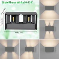 Klighten 24W vanjska zidna svjetiljka, 4000K prirodno bijelo svjetlo, tamnosiva, vanjska rasvjeta, IP65 vodootporna 2