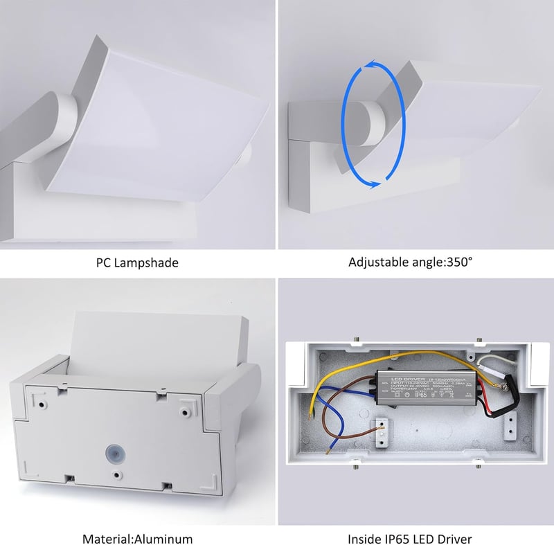 Klighten 24W Kültéri Fali Lámpa IP65 Vízálló LED Panellel, 1500 Lumen, Természetes Fehér