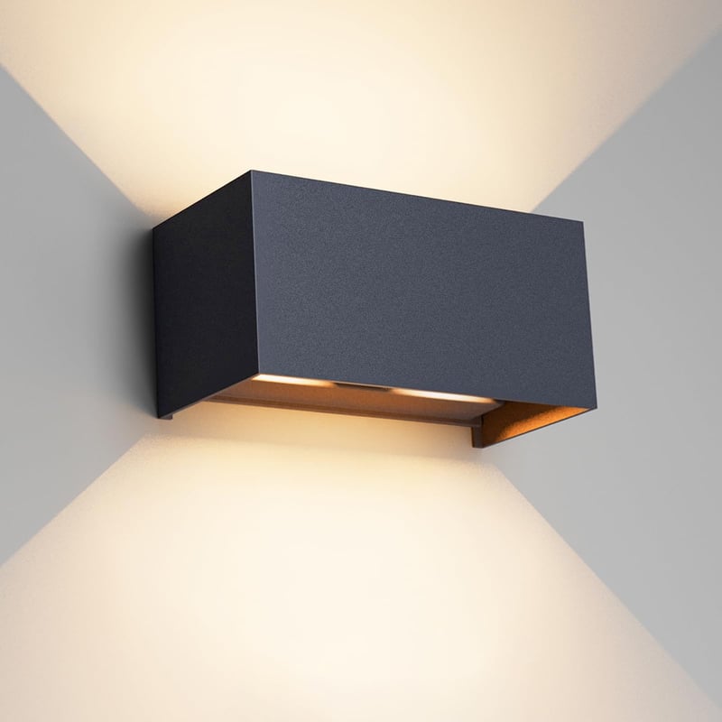 Lampă de perete LED de exterior Klighten 24W, cu unghi al fasciculului luminos reglabil, IP65, 3000K alb cald, antracit, lampă de perete pentru interior și exterior, iluminare sus-jos