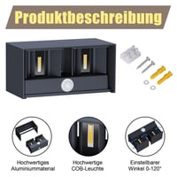Lampă de perete LED de exterior Klighten 24W, cu unghi al fasciculului luminos reglabil, IP65, 3000K alb cald, antracit, lampă de perete pentru interior și exterior, iluminare sus-jos 2