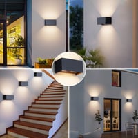 Lampă de perete LED de exterior Klighten 24W, cu unghi al fasciculului luminos reglabil, IP65, 3000K alb cald, antracit, lampă de perete pentru interior și exterior, iluminare sus-jos 5