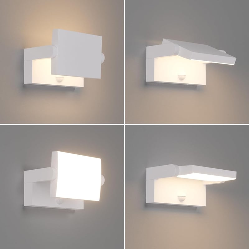 Klighten 24W LED Kültéri Fali Lámpa Mozgásérzékelővel IP65 Forgatható Panellel