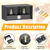 Klighten 24W Mozgásérzékelős Kültéri Fali Lámpa IP65 Meleg Fehér - 1pcs, Darkgray 2