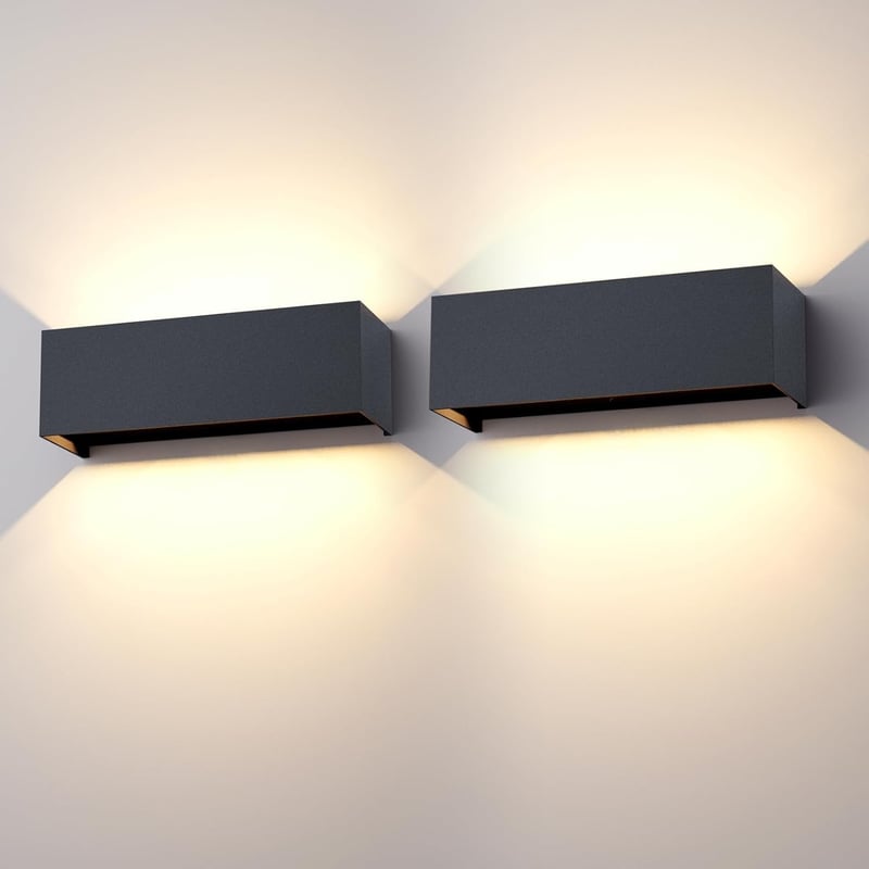 Klighten 30W Kültéri Fali Lámpa Szett - 2db Antracit Alumínium IP65 Vízálló LED Világítás Állítható Fényszöggel - Beltéri/Kültéri Használatr