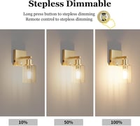 Klighten 6000 mAh Vezeték Nélküli Fali Lámpa Távirányítóval - 2 db Tölthető Arany Falikar Üveg Burával, 3000K Meleg Fehér LED, 500lm, Nappal 7