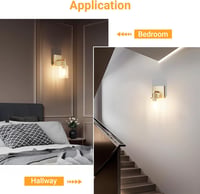 Klighten 6000 mAh Vezeték Nélküli Fali Lámpa Távirányítóval - 2 db Tölthető Arany Falikar Üveg Burával, 3000K Meleg Fehér LED, 500lm, Nappal 3