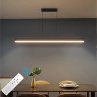 Čierne lineárne závesné LED svietidlo Klighten nad jedálenský stôl, stmievateľné diaľkovým ovládačom, 3000K-6000K, 36W, nastaviteľná výška 150 cm 1