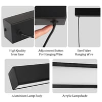 Čierne lineárne závesné LED svietidlo Klighten nad jedálenský stôl, stmievateľné diaľkovým ovládačom, 3000K-6000K, 36W, nastaviteľná výška 150 cm 6