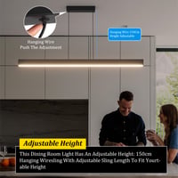 Čierne lineárne závesné LED svietidlo Klighten nad jedálenský stôl, stmievateľné diaľkovým ovládačom, 3000K-6000K, 36W, nastaviteľná výška 150 cm 5