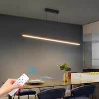 Čierne lineárne závesné LED svietidlo Klighten nad jedálenský stôl, stmievateľné diaľkovým ovládačom, 3000K-6000K, 36W, nastaviteľná výška 150 cm 2