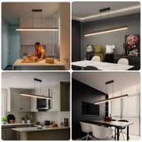 Čierne lineárne závesné LED svietidlo Klighten nad jedálenský stôl, stmievateľné diaľkovým ovládačom, 3000K-6000K, 36W, nastaviteľná výška 150 cm 7