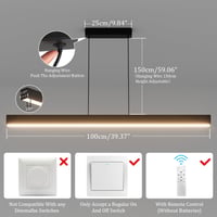 Čierne lineárne závesné LED svietidlo Klighten nad jedálenský stôl, stmievateľné diaľkovým ovládačom, 3000K-6000K, 36W, nastaviteľná výška 150 cm 4
