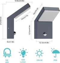 Lampă de perete LED de exterior Klighten cu senzor de mișcare 24 W, IP65 rezistentă la apă, antracit, alb cald 3000 K, pentru exterior, interior, intrare, terasă, grădină 5
