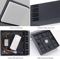 Lampă de perete LED de exterior Klighten cu senzor de mișcare 24 W, IP65 rezistentă la apă, antracit, alb cald 3000 K, pentru exterior, interior, intrare, terasă, grădină 3