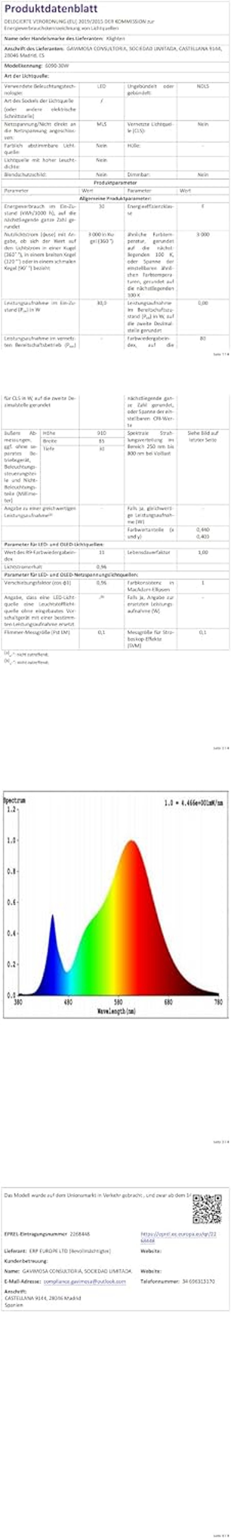 Klighten LED alumínium fali lámpa 30 W, 91 cm fel-le világító, modern beltéri spot, meleg fehér 3000K, fehér