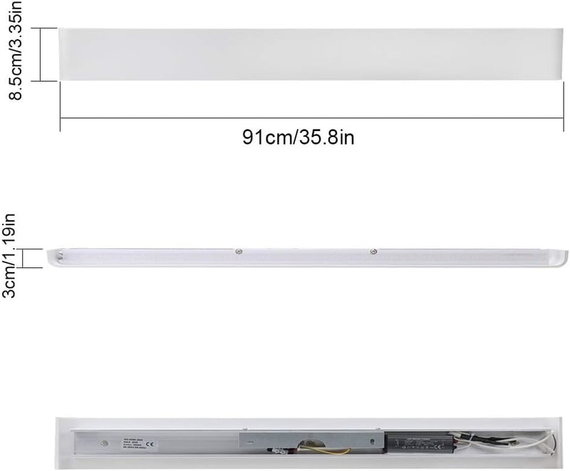Klighten LED alumínium fali lámpa 30 W, 91 cm fel-le világító, modern beltéri spot, meleg fehér 3000K, fehér