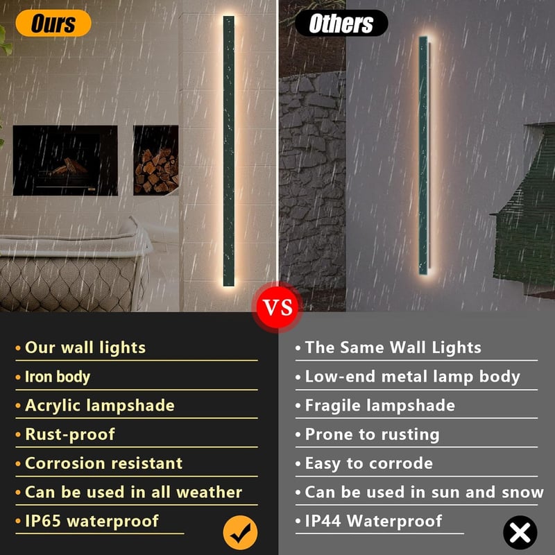 Klighten LED Fali Lámpa 120cm - Antracit IP65 Kültéri/Beltéri Világítás, 35W Szabályozható Vízálló Fényforrás, Meleg Fehér 3000K, Kerthez, T