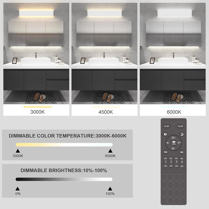 Klighten LED fali lámpa dimmelhető távirányítóval és APP vezérléssel, 61cm, 20W, fehér