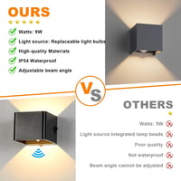 Klighten LED Kültéri/Beltéri Fali Lámpa Szett (2db) - Mozgásérzékelős, 3000K, Állítható Fényszög, Cserélhető G9 Izzó, Antracit Alumínium, Mo 6