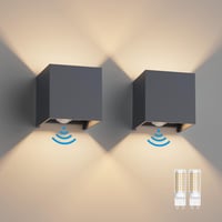 Klighten LED Kültéri/Beltéri Fali Lámpa Szett (2db) - Mozgásérzékelős, 3000K, Állítható Fényszög, Cserélhető G9 Izzó, Antracit Alumínium, Mo 1