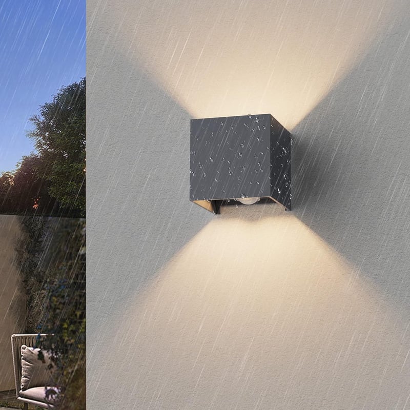 Klighten LED Kültéri/Beltéri Fali Lámpa Szett (2db) - Mozgásérzékelős, 3000K, Állítható Fényszög, Cserélhető G9 Izzó, Antracit Alumínium, Mo