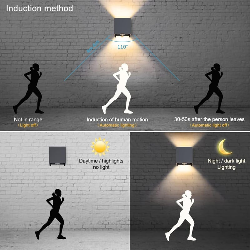 Klighten LED Kültéri/Beltéri Fali Lámpa Szett (2db) - Mozgásérzékelős, 3000K, Állítható Fényszög, Cserélhető G9 Izzó, Antracit Alumínium, Mo