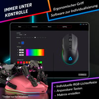 Bezdrôtová herná myš KLIM Blaze RGB – Nabíjateľná, nastaviteľné 6000 DPI, káblový aj bezdrôtový režim, dlhá výdrž batérie – Ružová 5