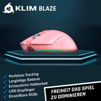 Bezdrôtová herná myš KLIM Blaze RGB – Nabíjateľná, nastaviteľné 6000 DPI, káblový aj bezdrôtový režim, dlhá výdrž batérie – Ružová 2