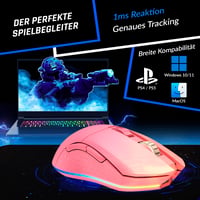 Bezdrôtová herná myš KLIM Blaze RGB – Nabíjateľná, nastaviteľné 6000 DPI, káblový aj bezdrôtový režim, dlhá výdrž batérie – Ružová 3