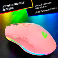 Bezdrôtová herná myš KLIM Blaze RGB – Nabíjateľná, nastaviteľné 6000 DPI, káblový aj bezdrôtový režim, dlhá výdrž batérie – Ružová 6