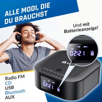 KLIM Boombox E1 CD prehrávač s funkciou Bass Boost, FM rádiom, Bluetooth a USB portom 3