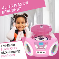 KLIM Candy Kids prenosný CD prehrávač pre deti – FM rádio – vstavané reproduktory – batérie súčasťou balenia – ružový 3