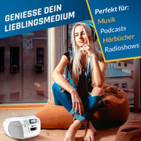 KLIM CD a kazetový prehrávač, Bluetooth boombox, AM/FM rádio, USB, AUX, diaľkové ovládanie, stereo zvuk, biely 4