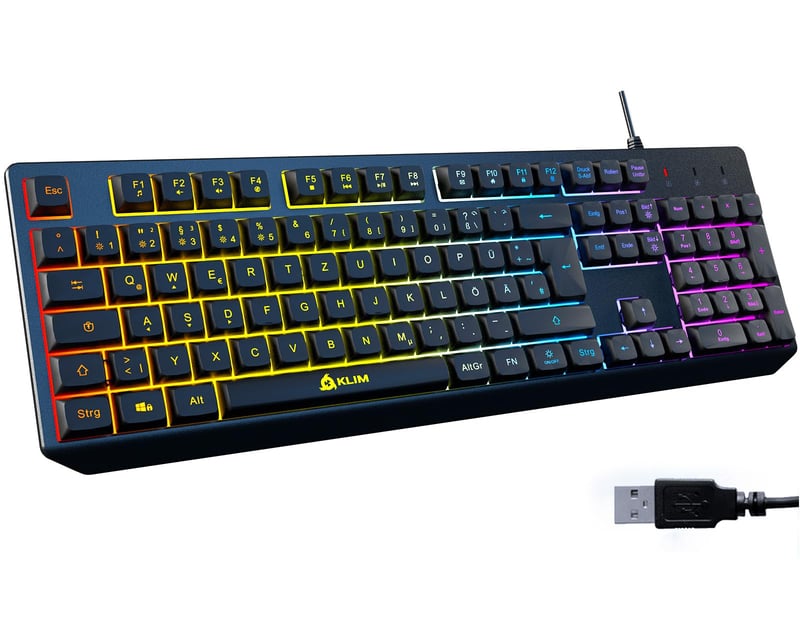 Herná klávesnica KLIM Chroma RGB USB – Farebné LED podsvietenie pre PC, Mac a PS4