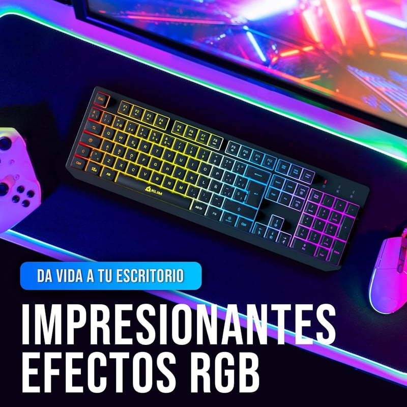 KLIM Chroma Wireless Gamer Billentyűzet RGB Világítással PC Mac PS4