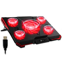 KLIM Cyclone Podloga za hlađenje laptopa i stalak - rashladna podloga s 5 ventilatora protiv pregrijavanja - Kompatibilna s PC, PS4, Xbox One uređajima - Crvena 1