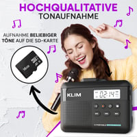 Kazetový prehrávač a rekordér KLIM K7 – prevodník na MP3, 16GB SD karta, vstavaný mikrofón a reproduktor, nabíjateľná batéria, slúchadlá 4
