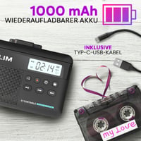 Kazetový prehrávač a rekordér KLIM K7 – prevodník na MP3, 16GB SD karta, vstavaný mikrofón a reproduktor, nabíjateľná batéria, slúchadlá 5
